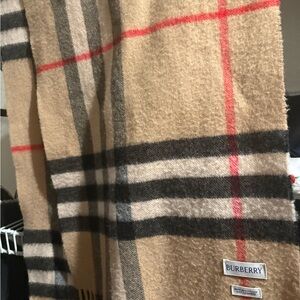 Burberry Tan and Black Checkered Wool Scarf